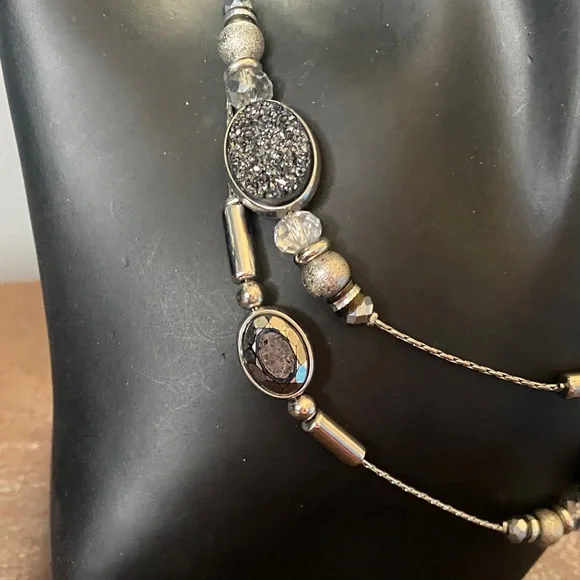 Vintage Lia Sophia abalone shell & baroque pearl necklace, NY floating bead - Picture 4 of 13